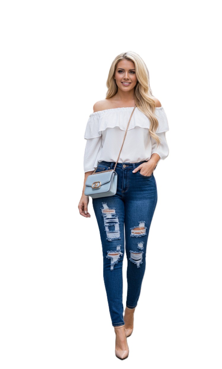 LADIES PATCH SKINNY JEANS
