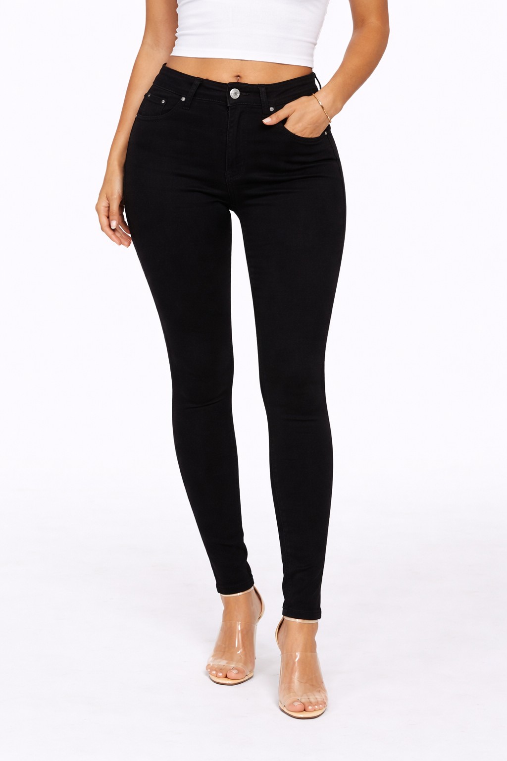 LADIES MID RISE DENIM JEANS