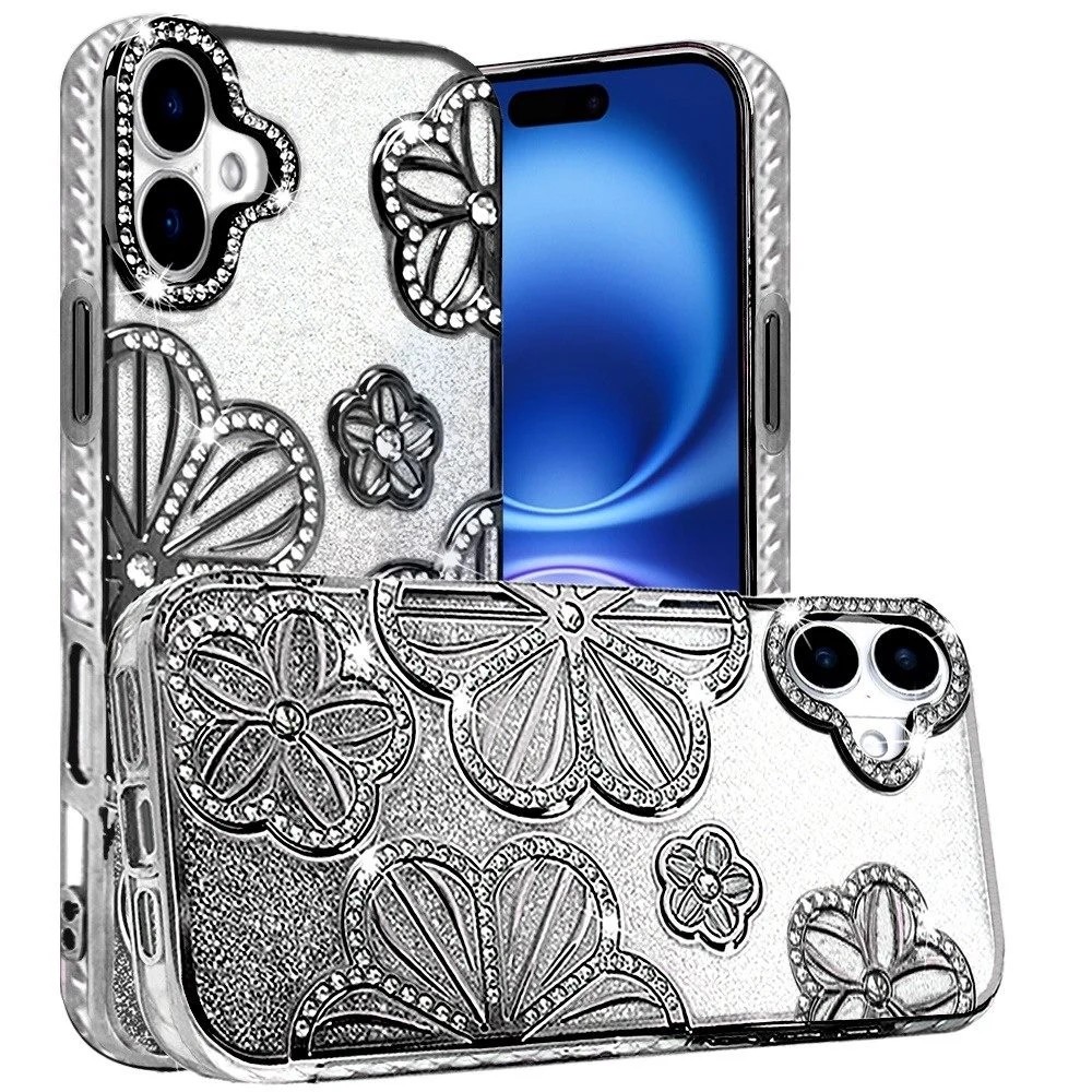 IP 17 GLITTER FLORAL CASE