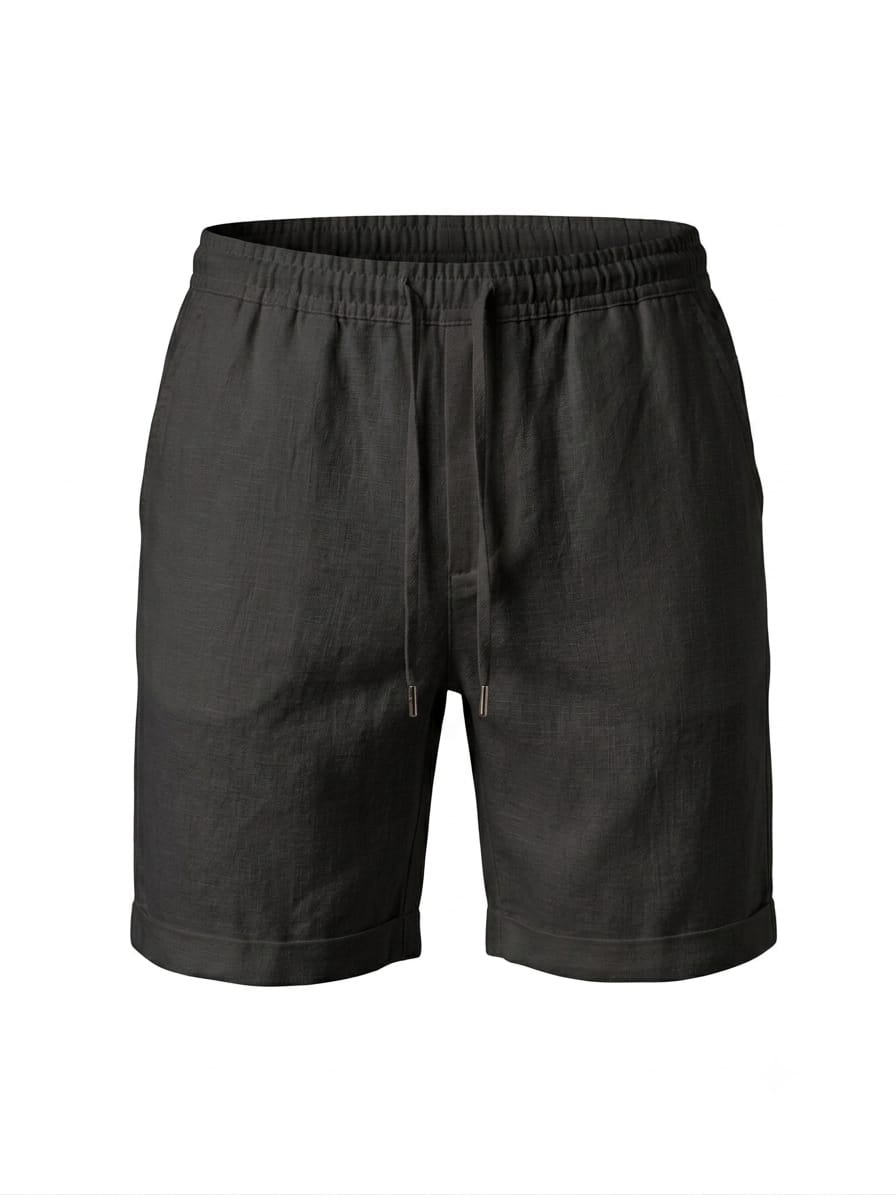WISEUP MEN LINEN SOLID SHORTS