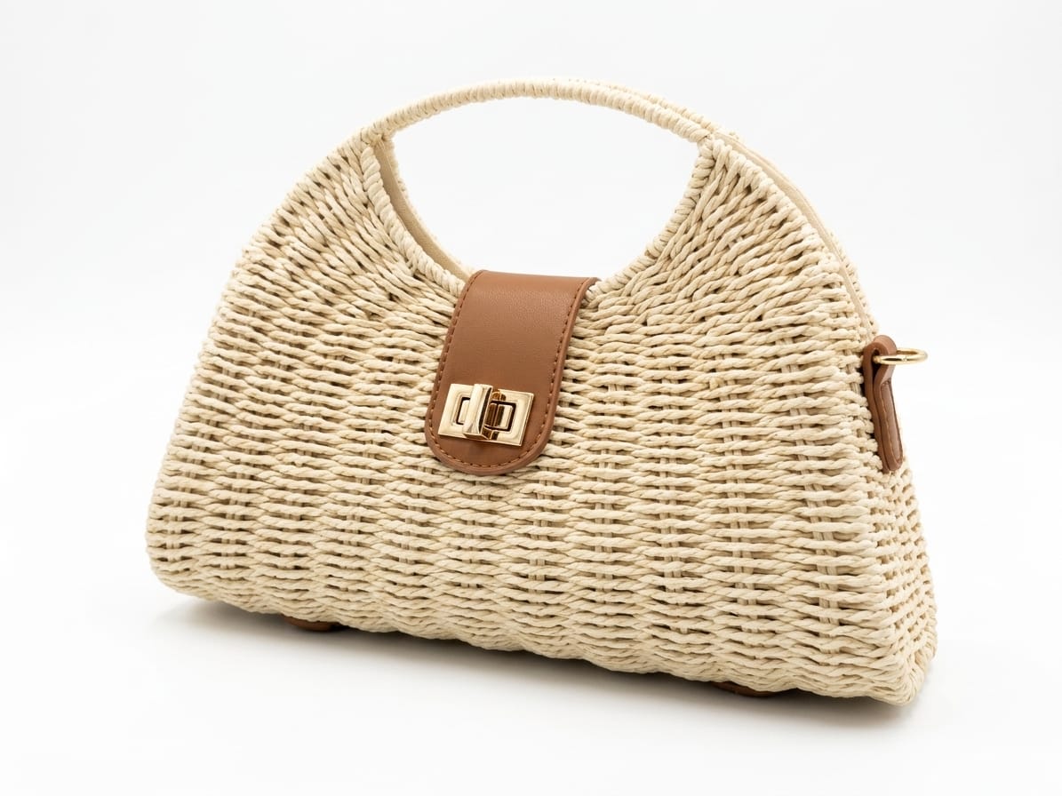 RATTAN TOP HANDLE SHOULDER BAGS