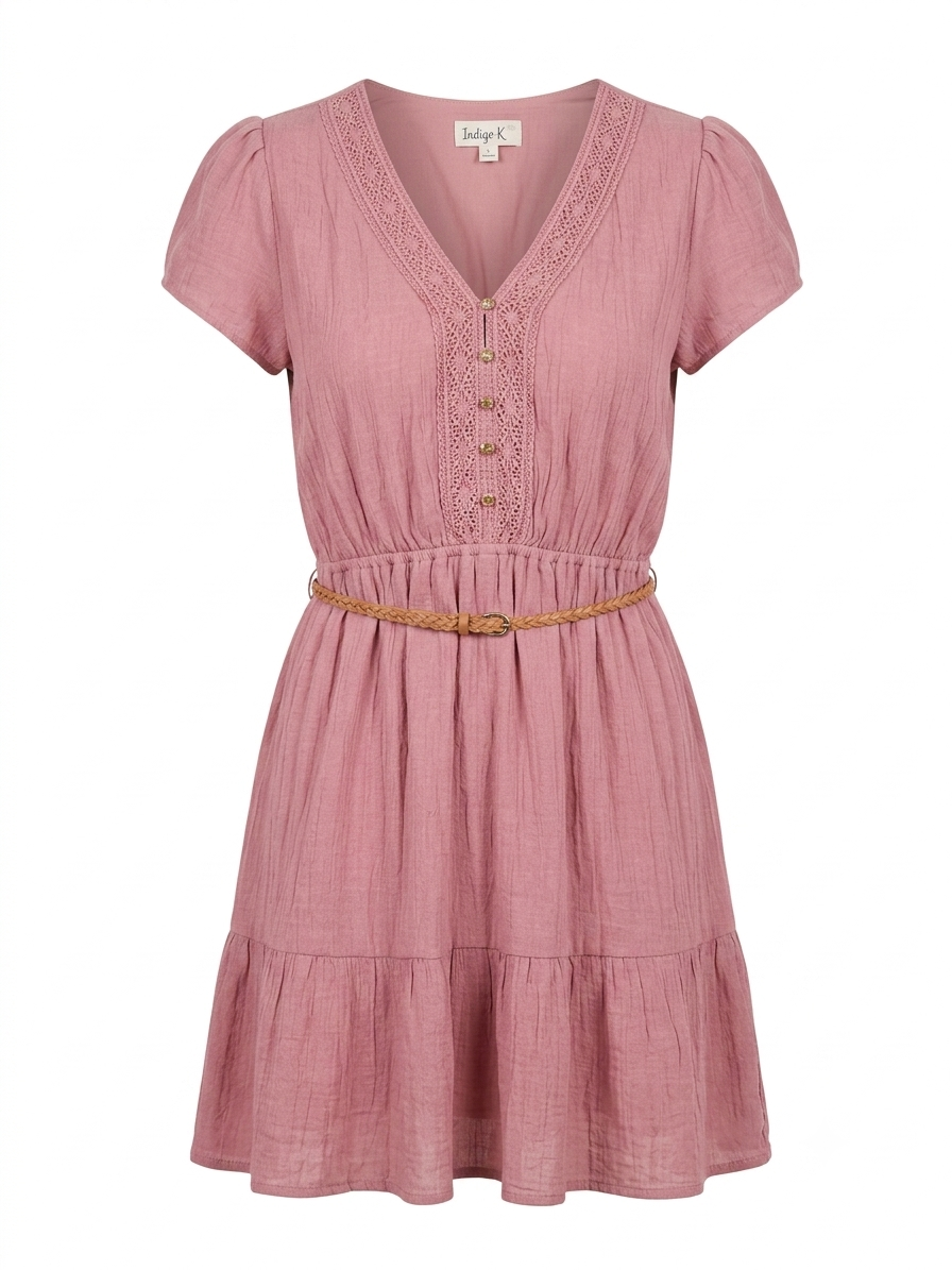 INDIGO ROSE BELTED DRESS