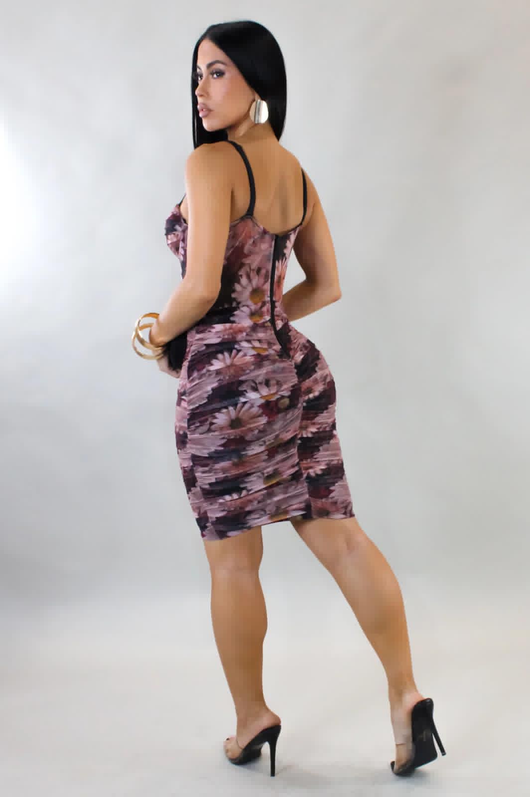 LADIES KAYLEE BUSTIER RUCHED MIDI DRESS