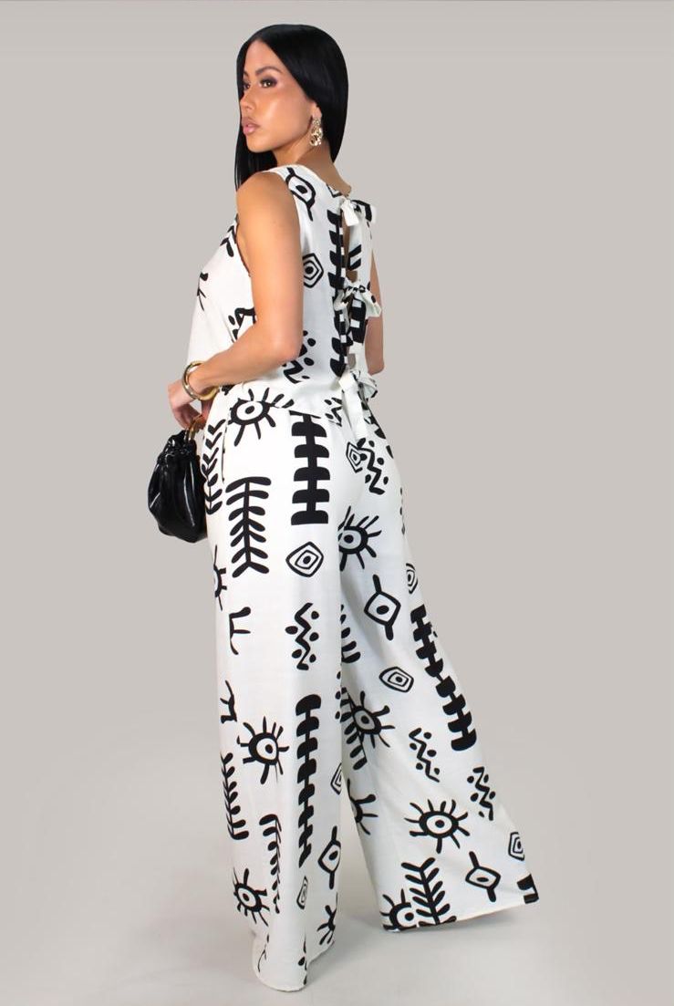 LADIES DRESS DAY OPEN BACK PANT SET