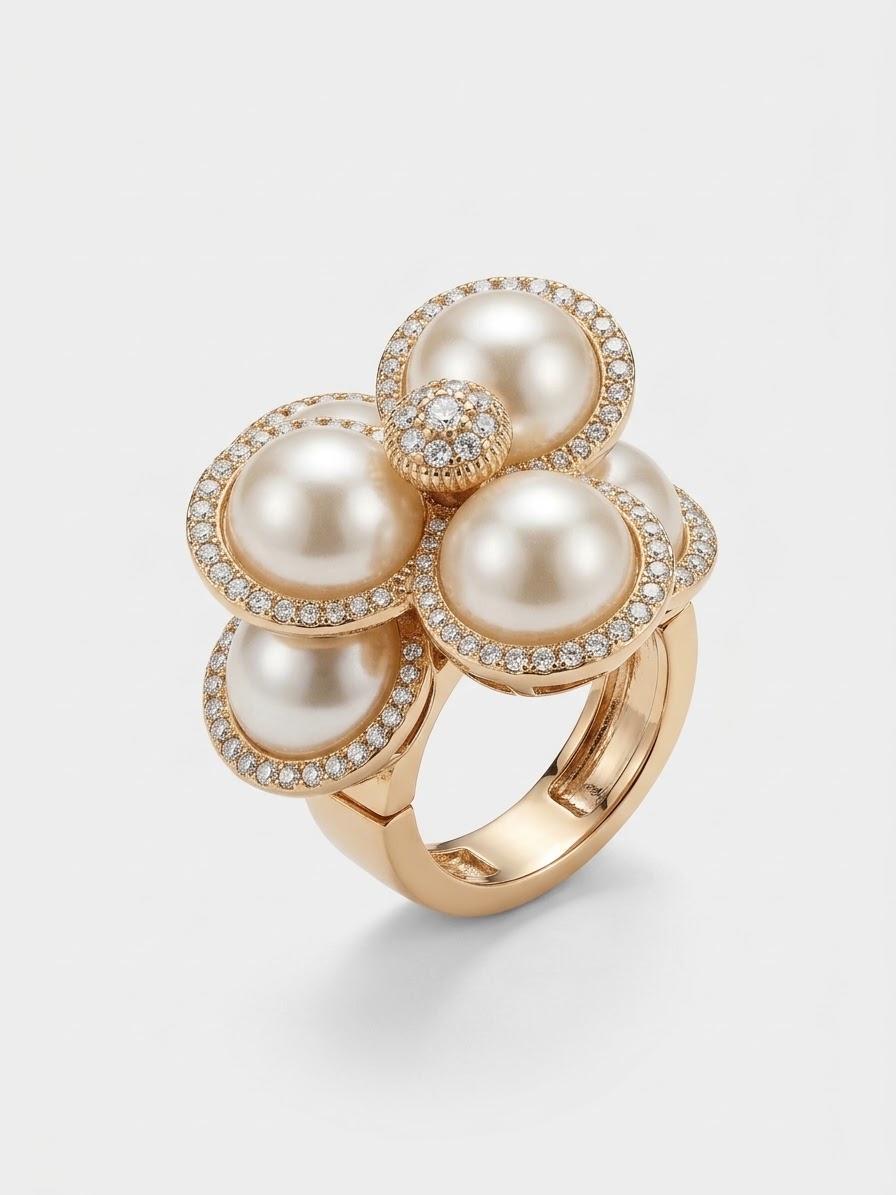 LADIES UNIQUE ROSE PRL BLING RINGS