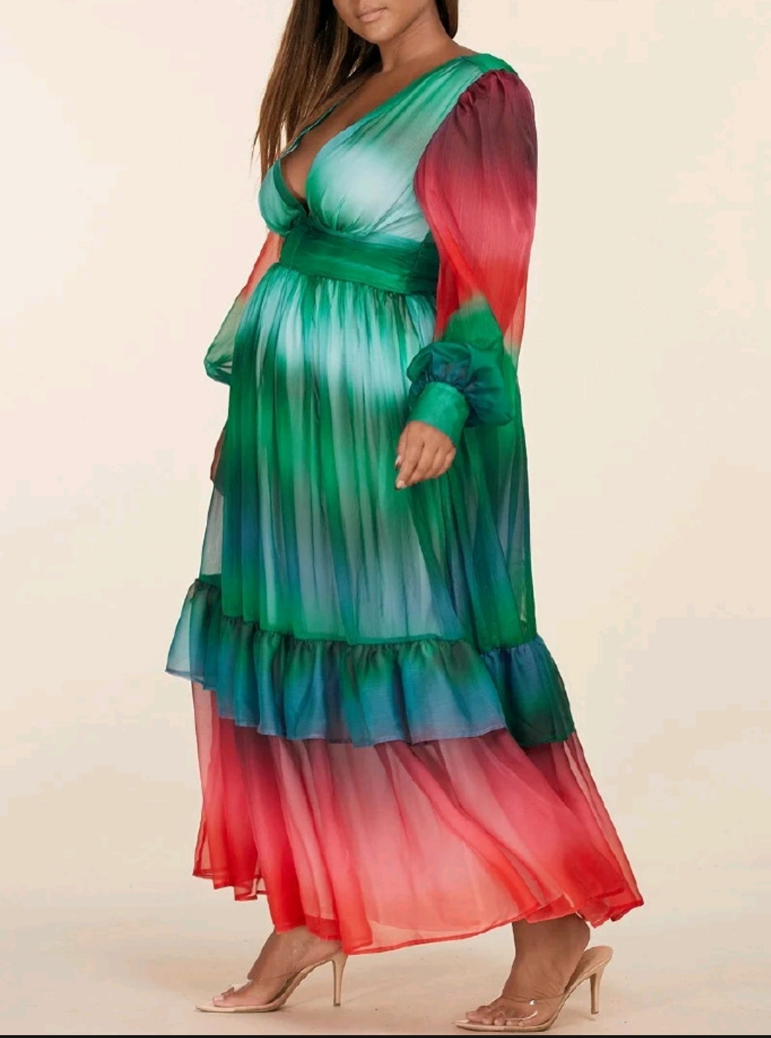 PLUS LS MAXI DRESS