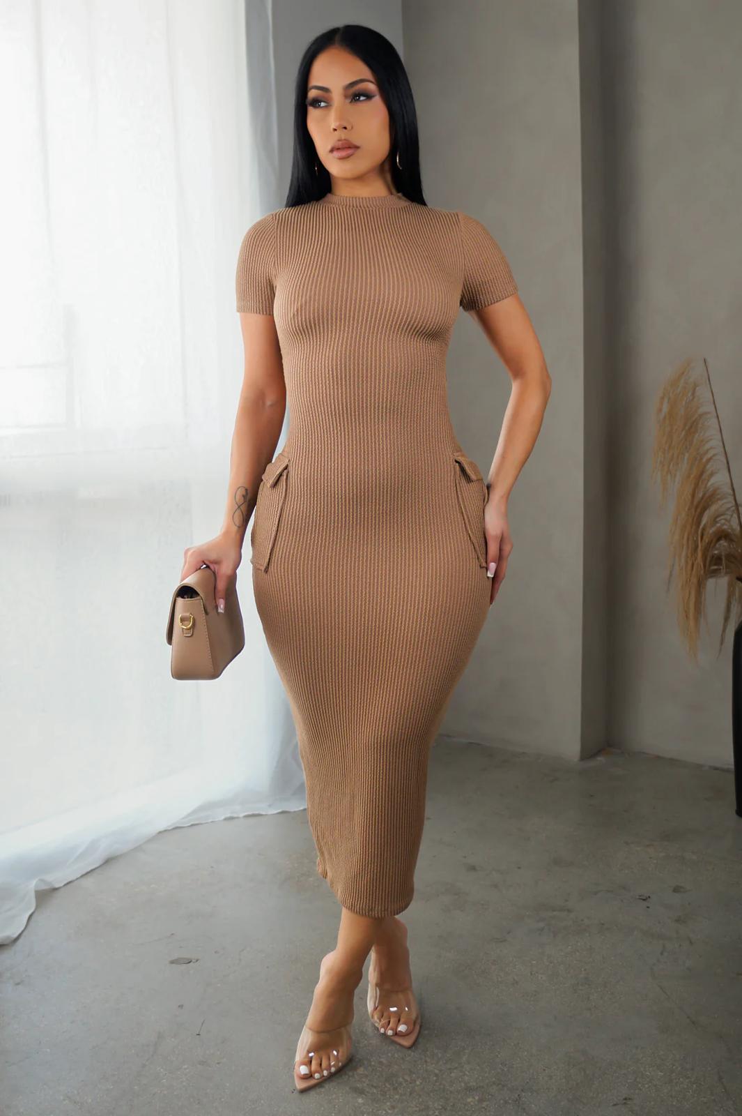 OPEN BK MIDI DRESS