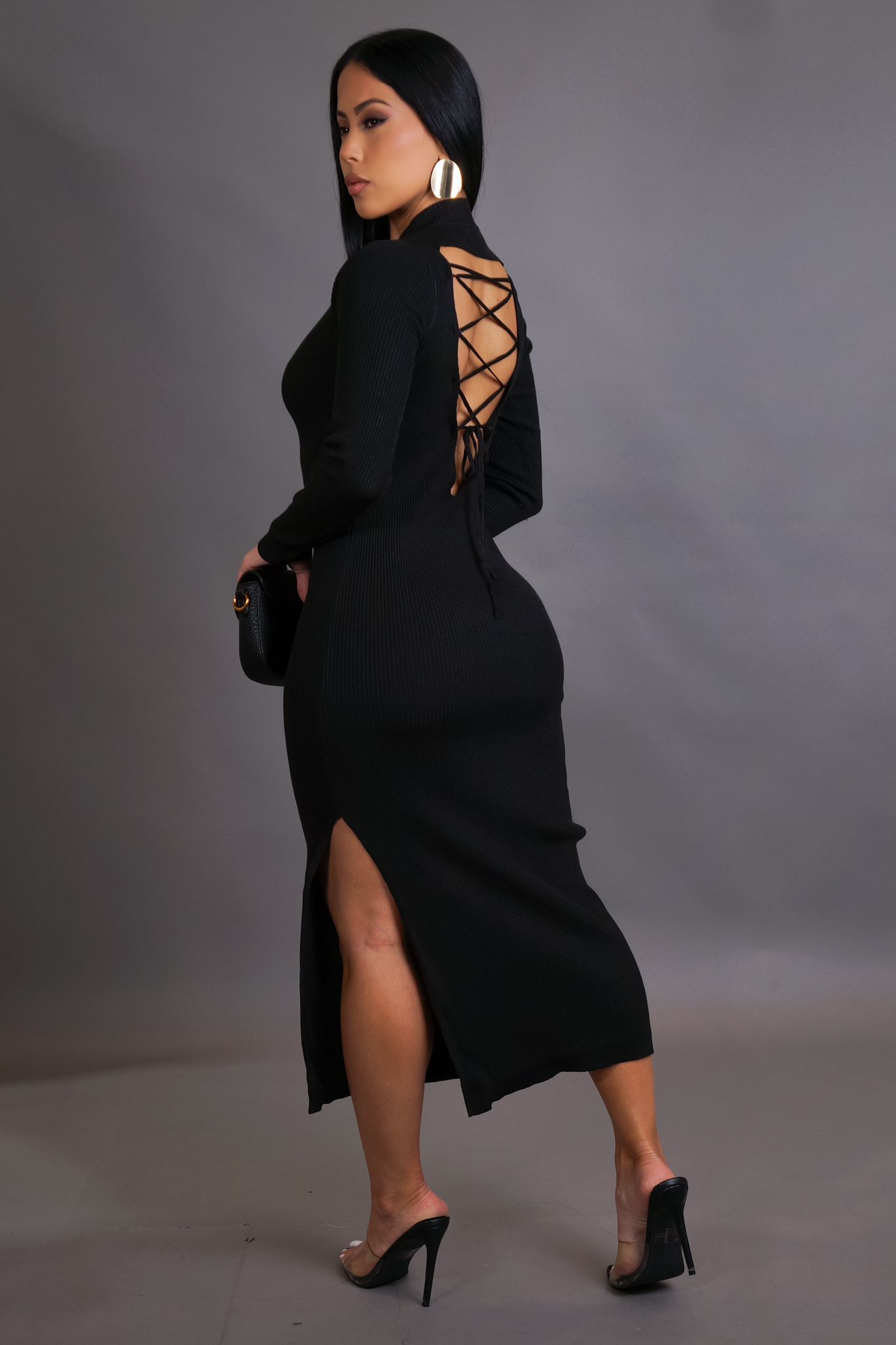 LADIES LS MIDI DRESS