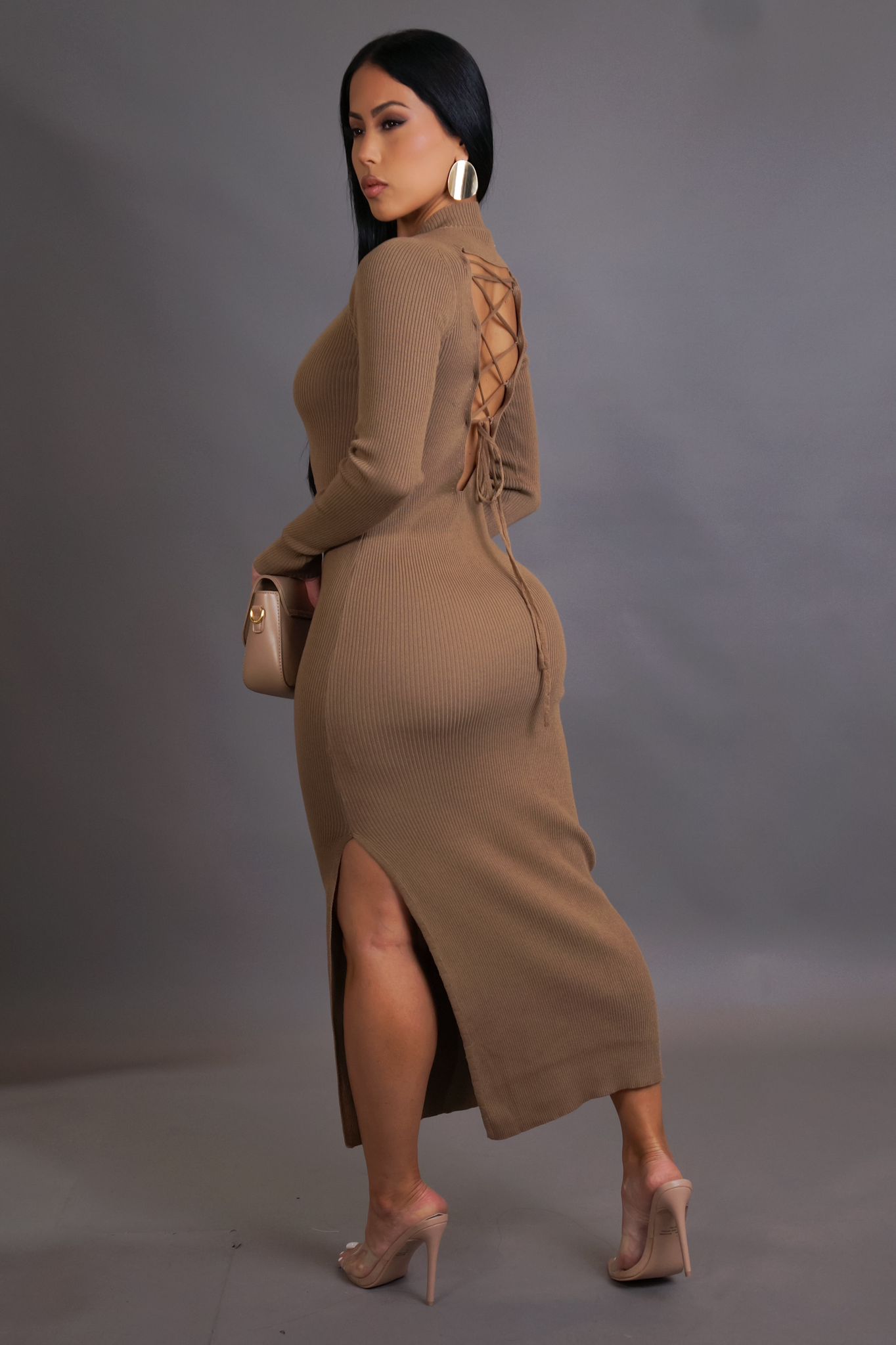 LADIES LS MIDI DRESS