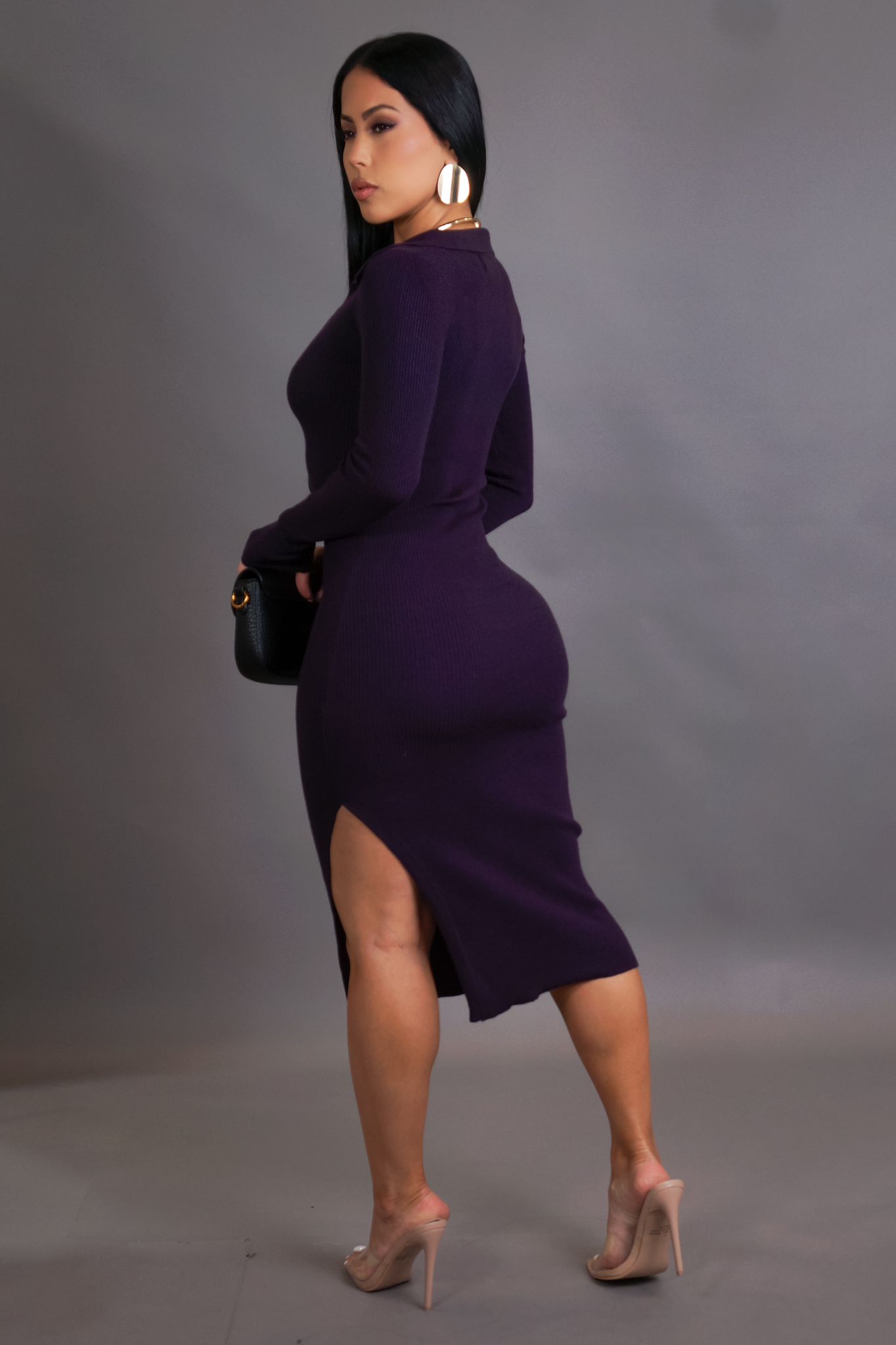 RIBBED KNIT MIDI DRESS