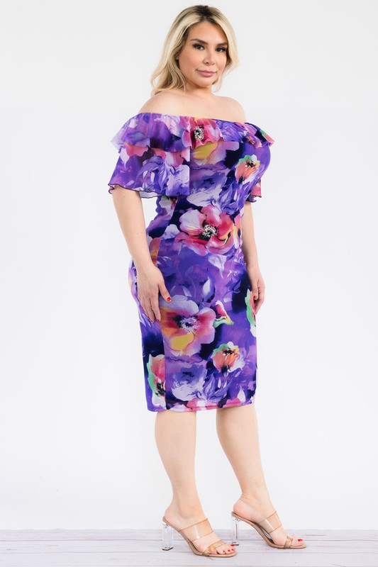 PLUS OFSHLDR DRESS