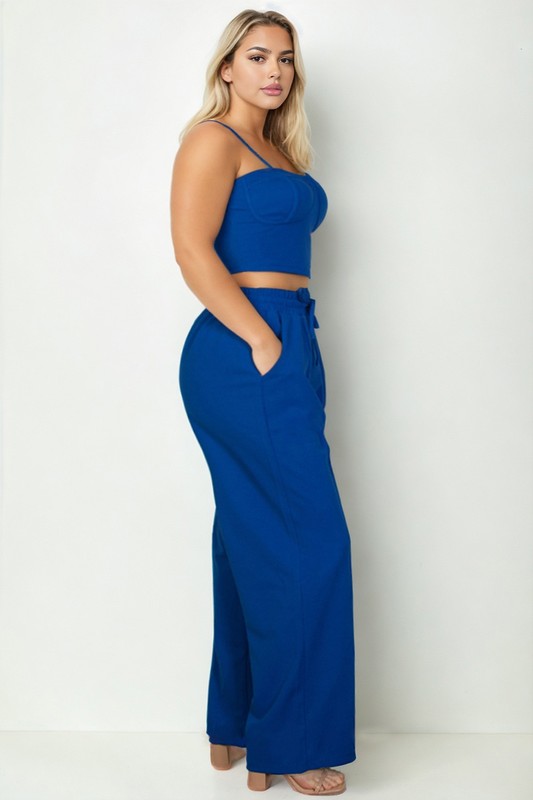 PLUS CROP CAMI PANTS SET