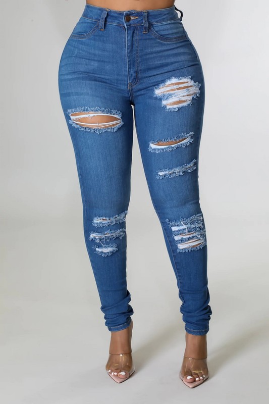 RIPPED SKINNY JEANS