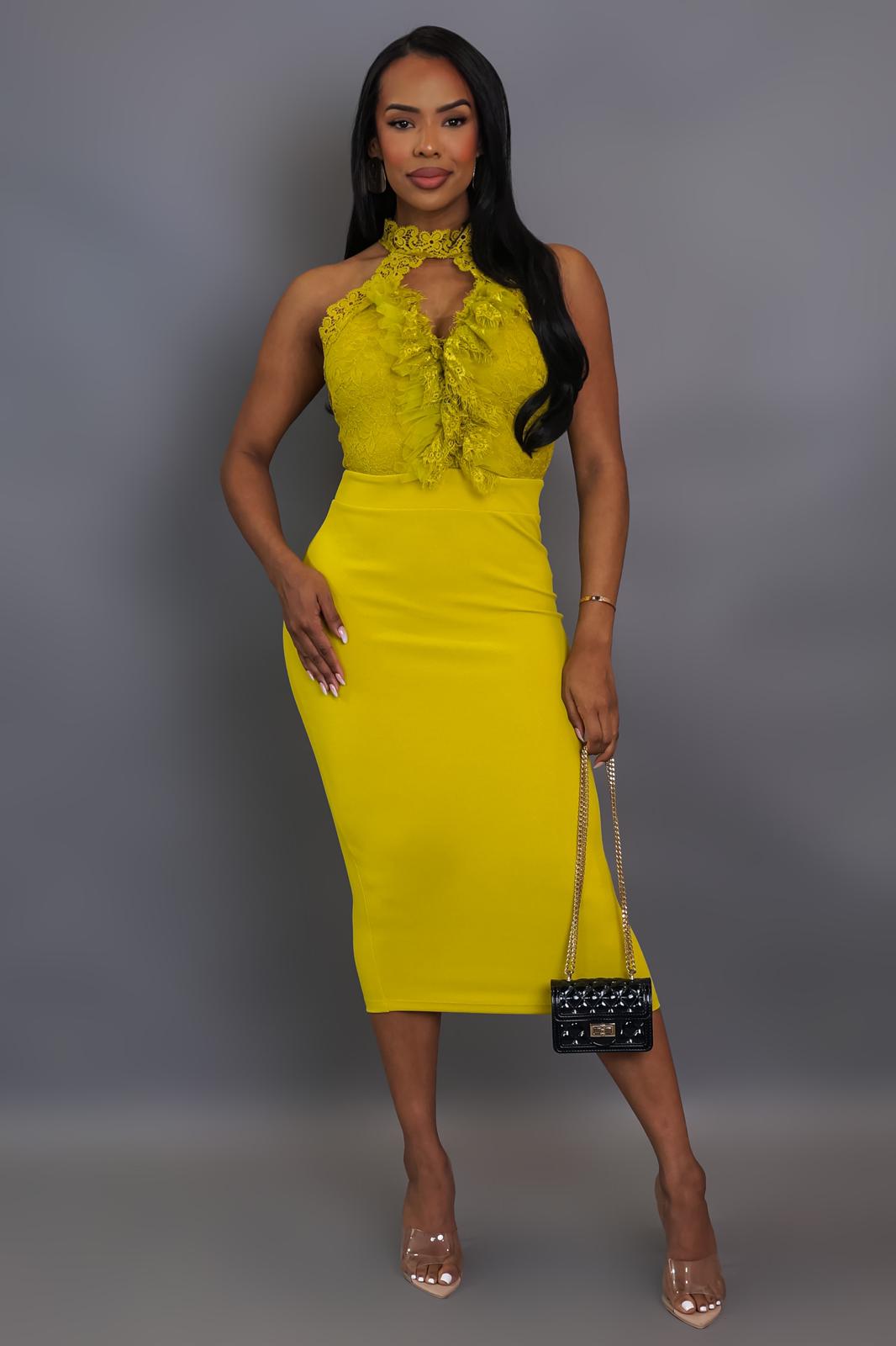 LADIES MIDI BODYCON DRESS