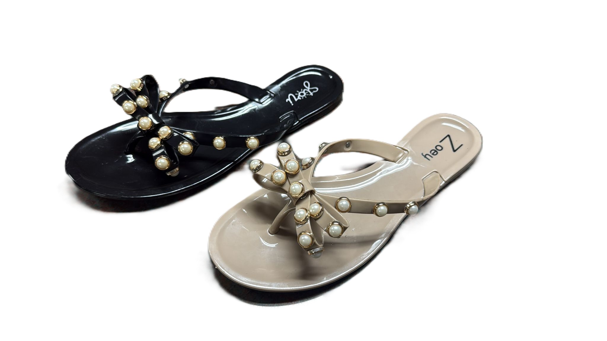 BOW PEARL STUDDED SLIPPERS