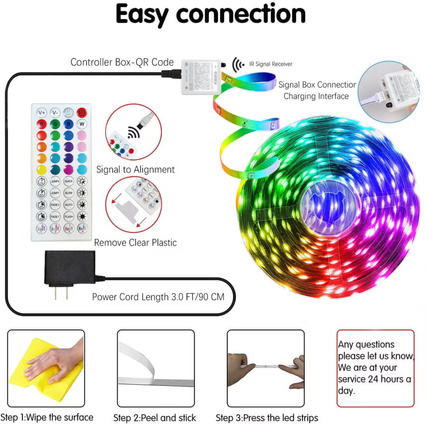 BYTECH RGB 50FT LED STRIP LIGHT